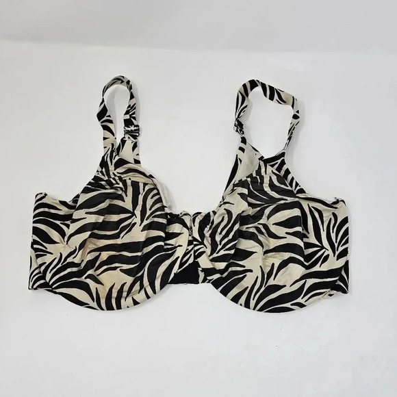 CACIQUE Cotton Unlined Underwire Full Coverage Bra Leaf Print Size 40G - Picture 1 of 6